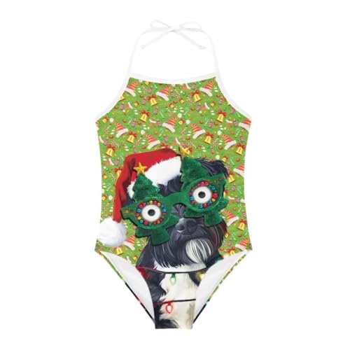 Image of Christmas Kids One-Piece Halter Swimsuits Beach Swimwear Bathing Suit for 3-10 Years Girls