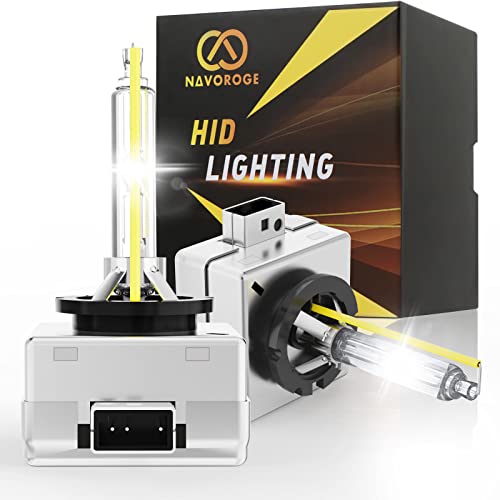 Navoroge D1S Hid Xenon Headlights Bulb, D1S Bulbs 6000K Cool White,35W High Low Beam 66144 66140 85140 85415 Replacement Headlight With Aluminum Stents Base For Easy Installation,2 Pcs #TOP29