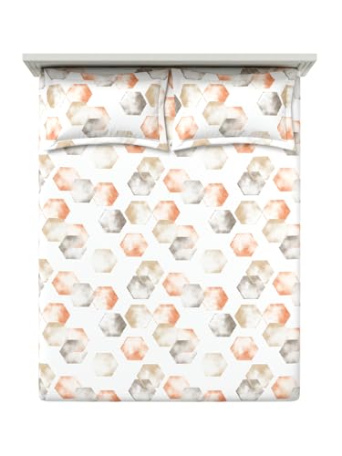 Image of DDECOR Live Beautiful 100% Cotton 145TC Geometric King Bedsheet with 2 Pillow Covers | Rotary Printed Breathable Fabric | 224 CM X 254 CM | Luxury Bedding for Home | Cresta Collection | Copper Brown