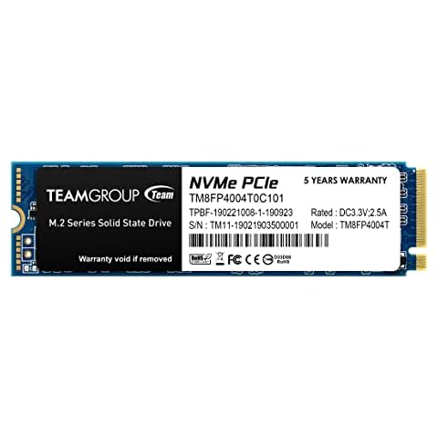 TEAMGROUP MP34 4TB with DRAM SLC Cache 3D NAND TLC NVMe 1.3 PCIe Gen3x4 M.2 2280 Internal SSD (Read/Write Speed up to 3,500/2,900 MB/s) Compatible with Laptop & PC Desktop TM8FP4004T0C101 Cover