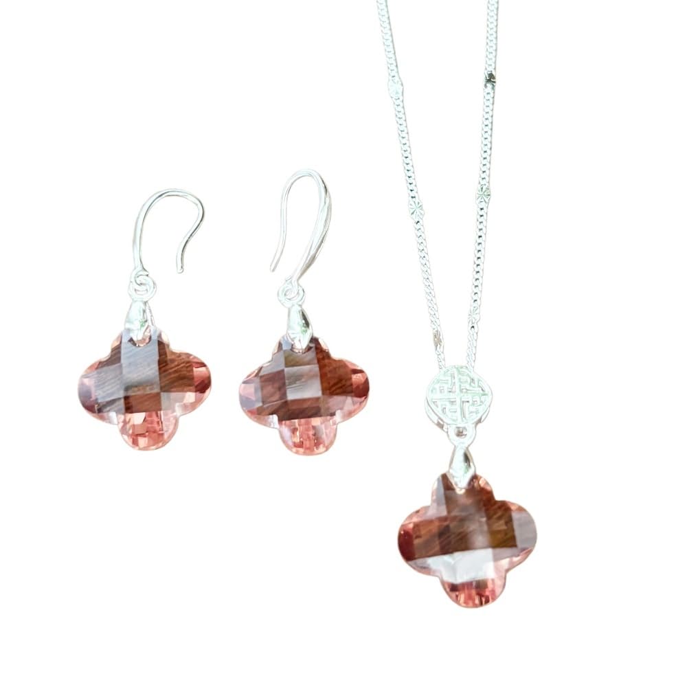 Juego de joyas de piedras preciosas que cambian de color cultivadas en laboratorio para mujeres y hombres, juego de collar y aretes de diáspora, rosa rojo en verde luz solar, champán en luz