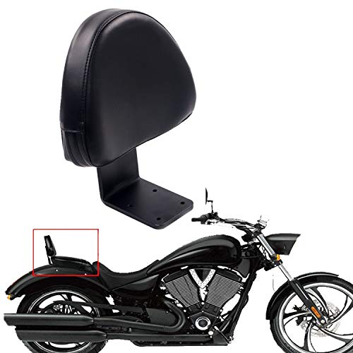 Black Leather Rear Passenger Backrest Sissy Bar Pad for Victory High-Ball Vegas Kingpin - Thumbnail 4