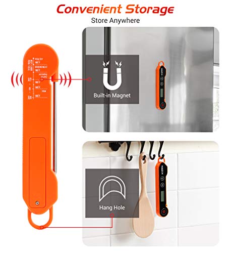 Kizen Instant Read Meat Thermometer - Best Waterproof Ultra Fast Thermometer with Backlight & Calibration. Kizen Digital Food Thermometer for Kitchen, Outdoor Cooking, BBQ, and Grill!