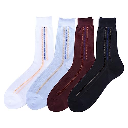 Kopida 4 Pairs Mens Ultra Thin High Sheer Nylon Socks Silk Socks Business Socks Soft Mid Calf Sock for Women Men