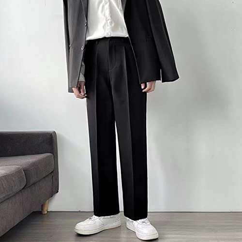 Men Pendant Loose Straight Wide Leg Suit Pants Solid Dress Pants Flat Front Classic Fit Business Stretch Pant2