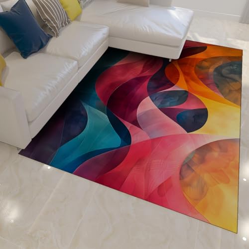 Tapis d'art moderne abstrait ondulé 120x150 haut de gamme pour sol