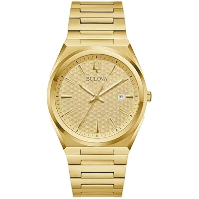 Bulova Mens Classic Quartz Gold Stainless Steel Watch, Champagne Pattern Dial, Style:97B226