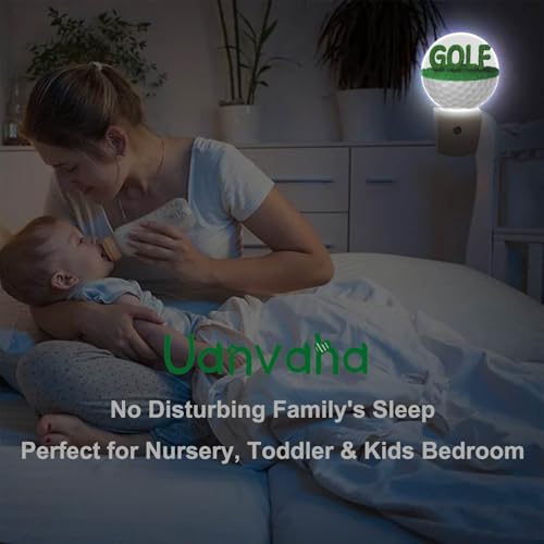Image of Golf Ball Night Light Half Golf Ball with Grass Golf Course Grassland Night Lights Plug into Wall with Dusk to Dawn Sensor for Boys Men Room Decor & Golfer Gifts