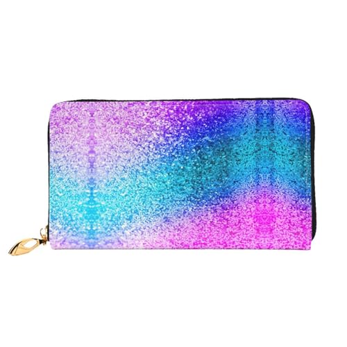 Portefeuille en cuir à paillettes pour femme avec fermeture éclair pratique