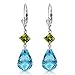 11 Carat 14k Solid White Gold Dedications Peridot Blue Topaz Earrings