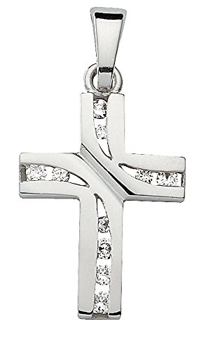 Pendentif Croix En Argent 925 Avec Zirconium Et Strass – Brillant Et élégant – Neuf Avec étiquettes