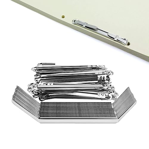 50 Packs Filing Strip Fastener Filing Clip,80mm Prong Paper Fasteners Metal File Fastener Binder Clip Paper Fasteners Loose-Leaf Binding Clamp,Folder Accessories for Home,Work and School Use(Silver)
