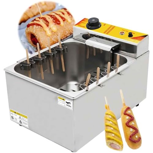 PASPRT Freidora Eléctrica De Acero Inoxidable De 12 litros para Perritos Calientes, con Temperatura Ajustable, Ideal para Restaurantes Y Hogares.