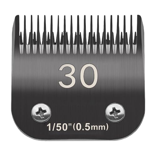 30# Pet Dog Grooming Detachable Blades, Compatible with Andis Size-30# Cut Length 1/50″(0.5mm), Most A5,KM Series Clippers,Made of Ceramic Blade (Black) 30# Pet Dog Grooming Detachable Blades, Compatible with Andis Size-30# Cut Length 1/50″(0.5mm), Most A5,KM Series Clippers,Made of Ceramic Blade (Black)