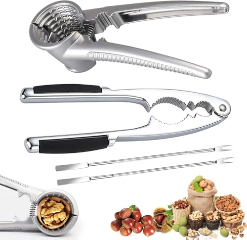 Produktfoto von Nussknacker Walnüsse, 2 Pcs Blume Nusszange + 2 Pcs Edelstahl Gabeln, Edelstahl Nußknacker, Nüsse Nussknacker,&hellip;