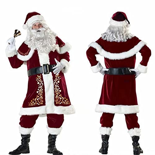 Kerstman kerstkostuum fancy dress outfits rode cape en hoed outfit, KYORE,Heren, maat L - Afbeelding 4