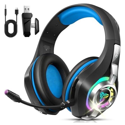 2.4GHz Wireless Gaming Headsets for PS5/PS4/PC/Switch/Xbox, RGB Noise Cancelling Over-Ear Headphones with 7.1 Surround Sound, 40mm Drivers, 276g Ultraligero, Memory Foam, 45H Gaming Headphones Black