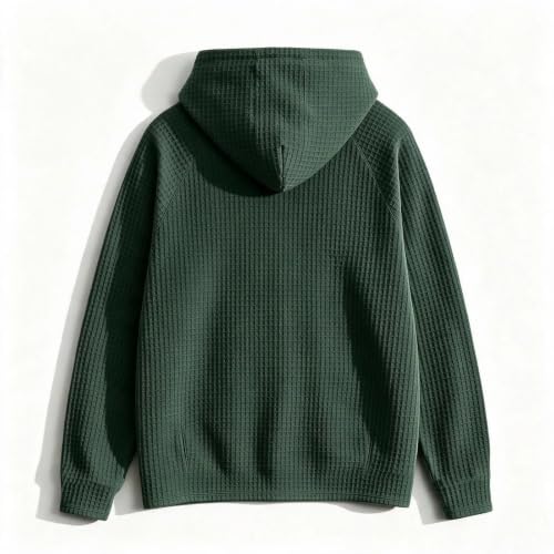 Mens Waffle Pullover Hoodie Kangaroo Pocket Drawstring Casual Outdoor Top - image 3