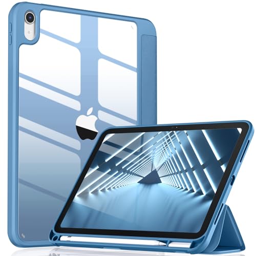 Image of Wenlaty Compatible with iPad A16 11th Generation Case 11 Inch 2025, for iPad 10th Generation Case 10.9 Inch 2022 with Pencil Holder, Trifold Stand Protective Clear Back Shell, Auto Wake /Sleep,Bluemist