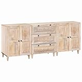 Mueble de almacenamiento para comedor, decoración del hogar, unidad de vida, organizador rectangular, mueble tradicional de madera de mango, buffet para la zona