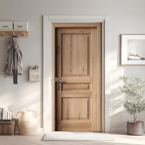 Bois Rétro Poster De Porte Trompe L'oeil, Grain de Bois Vintage Auto-Adhésif Sticker Mural, pour Chambre Salon Cuisine Minimalisme Stickers Autocollants de...