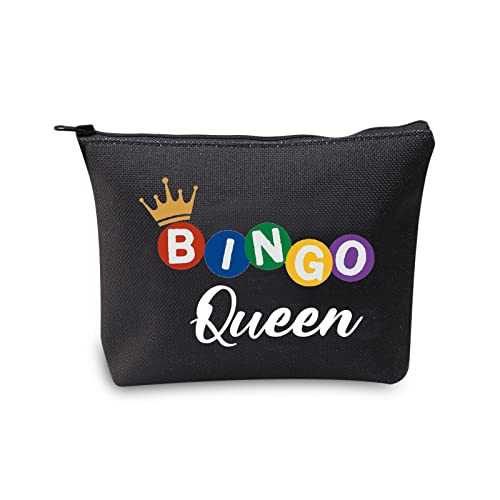 Mbmso Bingo Queen Makeup Bag Bingo Lover Gifts Funny Bingo Gifts Bingo Travel Bag Bingo Game Gifts (Bingo Queen Black) #TOP6