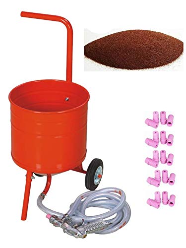 Garnet Mesh 80A+ - Arenadora móvil con ruedas (50 lb 23 l, 20 boquillas + bolsa de 20 kg...