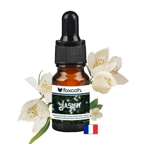 FoxCoh, Jasmin 10ml, Huile essentielle (Parfum aromatique) - Pipette - Diffusion, Cométique, Massage, Bain aromatique - DIY Bougie, Savon, Crème, Huile, Lotion - Peau Cheveux Cover