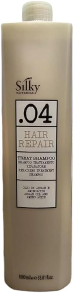 Silky TECHNOBASIC.04 Hair Repair Treat Shampoo 1000ml - Hair Repair Shampoo with Argon Oil - Cruelty Free Shampoo for Chemically Damaged Hair - Vegan Friendly Sulfate Free Shampoo