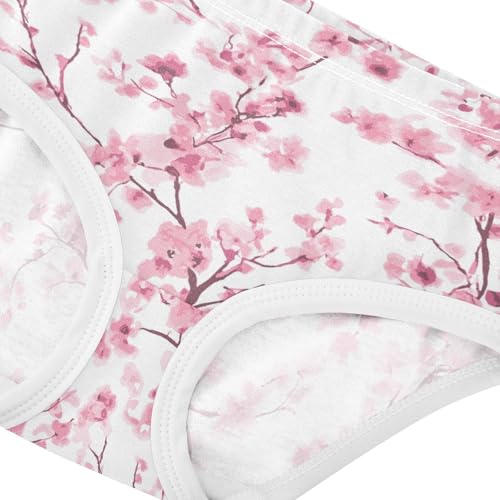 Wusikd Cherry Blossom Girls' Underwear Cotton Sakura Girls Briefs Soft Toddler Underwear 8T4