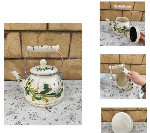 Bouilloire à thé sifflante en émail au décor floral pour plaque de cuisson - 4