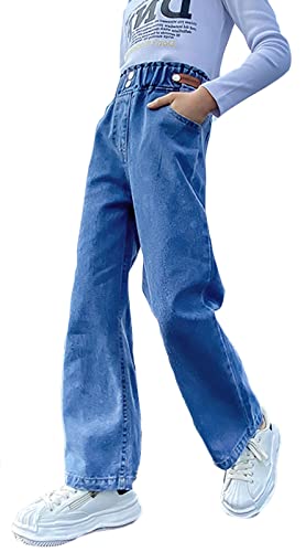 Betusline Girls' Straight Wide Leg Jeans, 3-13 Years2