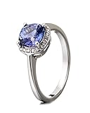 Jaipuri.Instyle by Tricolour - Damen Ring - 18 Karat (750) Weißgold - besetzt mit 21 echten Edelsteinen: Tansanit ca. 1.6ct. - Cushion / Brillant ca. 0.14ct. - Round / prongs / R16105TANWD / Gr. 63 (20.1)