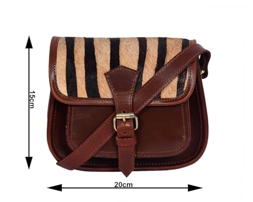 Image of Celtic Women's Leather Hair-On Flap Crossbody Sling Bag - Adjustable Strap