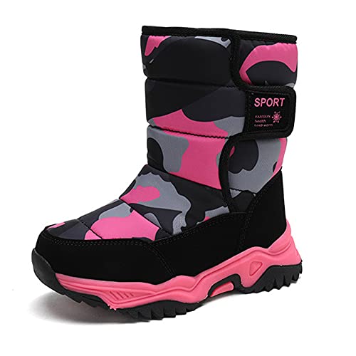 QINGCOMFACAI Kids Girls Boys Snow Boots Winter Waterproof Slip Resistant Cold Weather Shoes (Little Kid/Big Kid)
