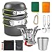 AUTOPkio Kit de Utensilios de Cocina Camping, 12 PCS Juego de Utensilios de Cocina con Sartén y Ollas , Estufa, Plegable Cubiertos, Taza para 1-2 Personas Viaje, Excursión, Senderismo