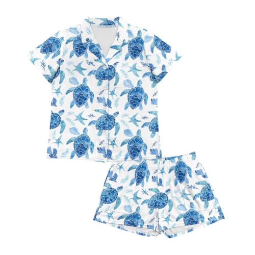 Image of Women's Short Sleeve Sleepwear Pajamas Nightwear with Pockets