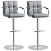 Price comparison product image SONGMICS Bar Stools Set of 2, Height Adjustable Bar Chairs in Synthetic Leather, 360° Swivel Kitchen Stool with Backrest and Footrest, Grey LJB93GUK