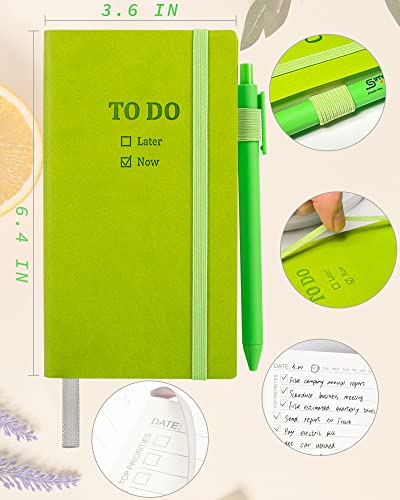 Simpway Pocket To Do List Notebook With Pen Sets, 3.6" X 6.4" Small To Do List Notepad Leather Cover Undated To-Do Checklist Notebook For Home Office Supplies Daily Planner Work Study, Grass Green #TOP1