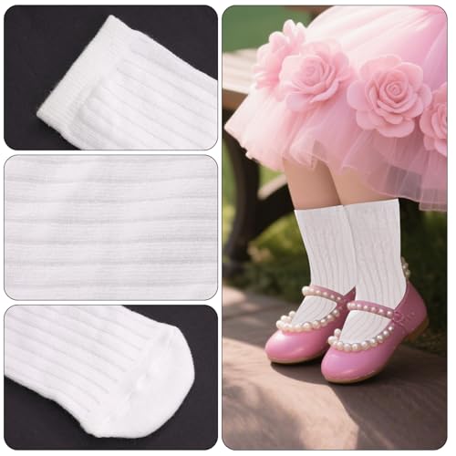 2 Pair Kids Toddler Knee High Socks White School Uniform Socks for Toddler Girls4