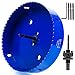 Eliseo 6 inch 152 mm Hole Saw Blade for Cornhole Boards/Corn Hole Drilling Cutter & Hex Shank Drill Bit Adapter for Cornhole Game/Carbon Steel & BI-Metal Heavy Duty Steel (Blue)