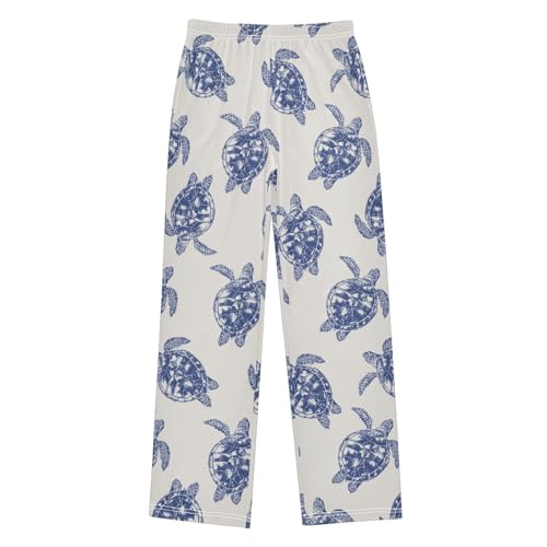 Boys' Pants Sea Turtle Doodle Blue Long Bottoms Jogger Pants Elastic Waist Trousers with Pockets S-XL