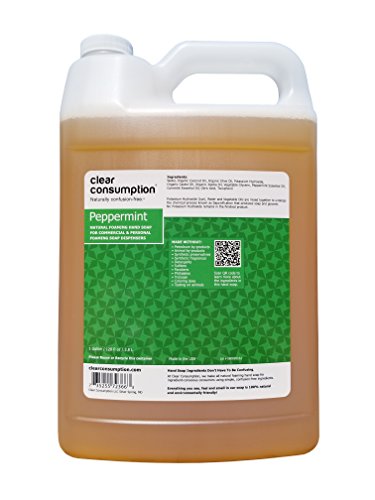 Clear Consumption Natural Peppermint Foaming Hand Soap Refill 1 Gallon - Made from USDA Organic Vegetable Oils - For Commercial & Personal Foaming Soap Dispensers