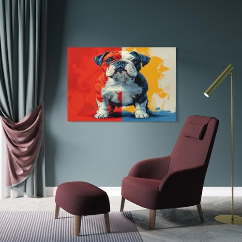 Impression sur toile bouledogue tableau decoration murale salon 50x75cm - 4