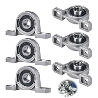 6 Stück Stehlager, Gehäuselager Zinklegierung Inner Ball Montiert KP08 8mm Bohrung Silber Zinklegierung Wellenlager Lagerbock Vertikale Stehlager Flanschlager für Achse Welle Maschine 3D - Drucker