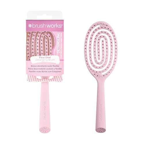 Brushworks Flexi Oval Detangling Hair Brush – Flexible Spiral Brush for Fine & Fragile Hair – Gentle Nylon Pins for Wet & Dry Styling – Made from 95% Recycled Materials