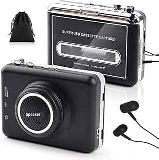 Upgraded Cassette Player with External Speaker–Walkman Cassette to MP3 Converter–Compatible with MAC Laptops & PC – Cassette Convert to Digital Files via USB Cable