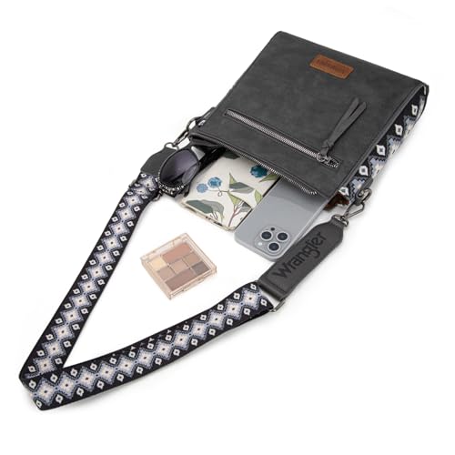 Image of Wrangler Aztec Crossbody Purse Medium Shoulder Bags for Women Western Handbag with Guitar Strap
