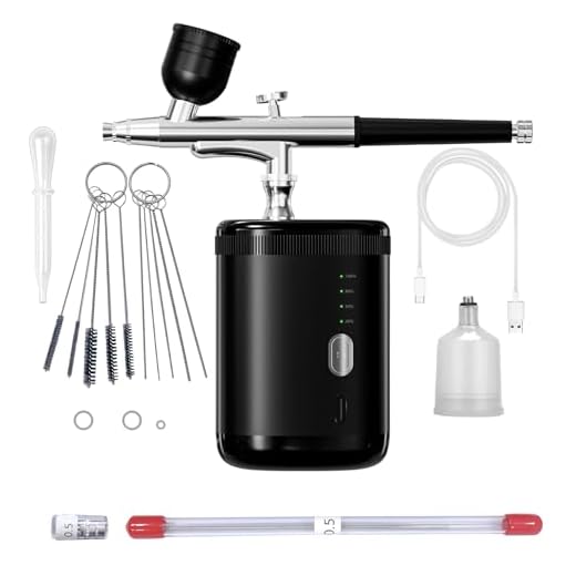 Airbrush kit: Handheld Spray Paint Gun with 0.3/0.5mm Nozzle, Rechargeable Cordless Spray Gun Sets Suitable:air Brush for Nails, Art, Color Spraying, Cake Decoration, Model Tattoos & Makeup (Black)