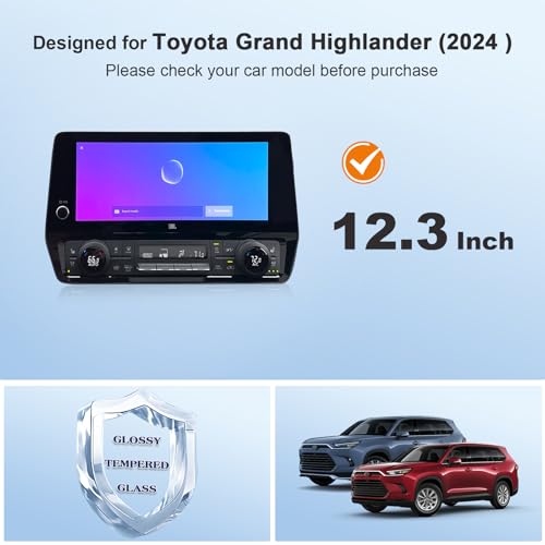 BSTW for 2025 Toyota Grand Highlander Screen Protector for 2024-2026 Toyota Grand Highlander Hybrid XLE/Limited/Platinum 12.3" Accessories Tempered Glass Protective Film by BSTW - Image 2